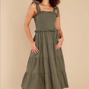 Olive green midi dress